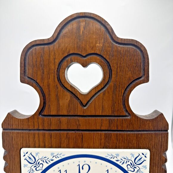 Seth Thomas Blue Hearts Garden Tile Wall Clock Made in USA TESTED WORKS 13”x8” - Picture 4 of 11